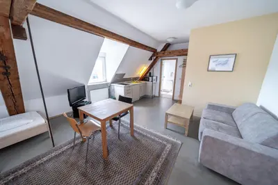 Ein Sitzbereich in der Unterkunft Milchhof Apartments Aschaffenburg