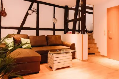 Ein Sitzbereich in der Unterkunft Ferienwohnung Casa del Vino
