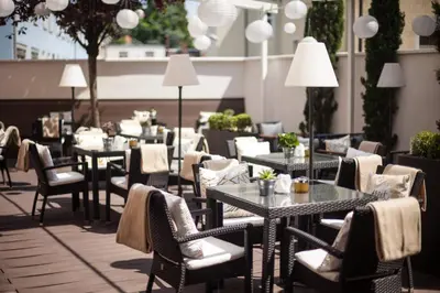 Ein Restaurant oder anderes Speiselokal in der Unterkunft Hotel Santo