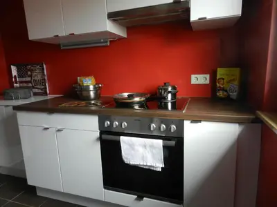 Küche/Küchenzeile in der Unterkunft Ferienwohnung Burgenblilck