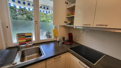 Küche/Küchenzeile in der Unterkunft Ferienwohnung am Bruchwald