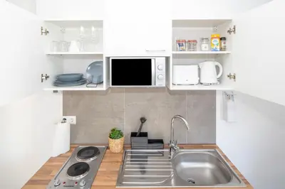 Küche/Küchenzeile in der Unterkunft Nibelungen Apartments
