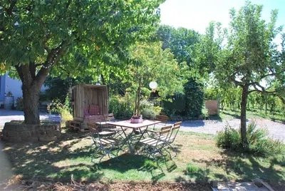 Ein Garten an der Unterkunft Gartenhaus am Weinberg