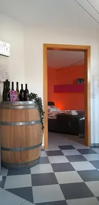 Ein Bett oder Betten in einem Zimmer der Unterkunft Ferienwohnung Am Backhausgarten