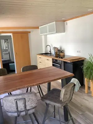 Küche/Küchenzeile in der Unterkunft Bachgeflüster - 3 Zimmer am Heiligenberg im NATURA 2000 Gebiet