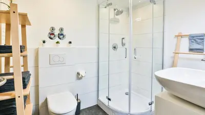 Ein Badezimmer in der Unterkunft Studio HIRSCH56 - Zentral-Ruhig-Terrasse-Netflix