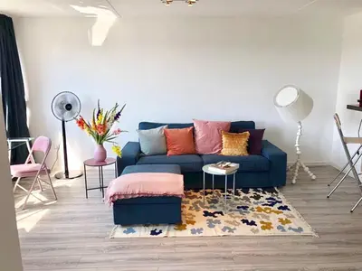 Ein Sitzbereich in der Unterkunft großes Appartement mit Aussichtsbalkon