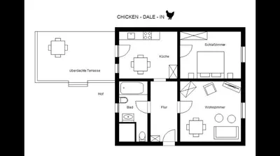 Grundriss der Unterkunft Hen Coop IN complete House mit optionaler Sauna