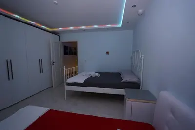 Ein Bett oder Betten in einem Zimmer der Unterkunft blau Wohnung