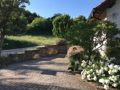 Ein Garten an der Unterkunft Ferienwohnung Am Wingert