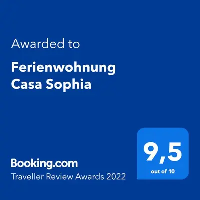 Ein Zertifikat, Auszeichnung, Logo oder anderes Dokument, das in der Unterkunft Ferienwohnung Casa Sophia ausgestellt ist