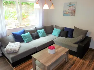 Ein Sitzbereich in der Unterkunft Apartment de luxe 73 qm mit 3 Zimmer und Terrasse