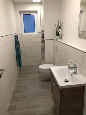 Ein Badezimmer in der Unterkunft 1,5 ZKB Wohnung im Odenwald, an der Bergstraße mit tollem Ausblick