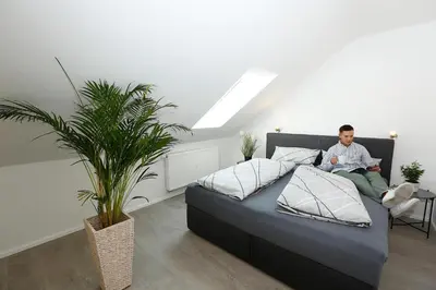Ein Bett oder Betten in einem Zimmer der Unterkunft Joanna Apartment - MA Käfertal