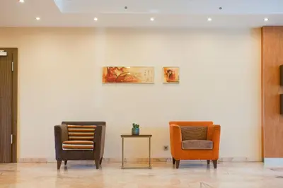 Ein Sitzbereich in der Unterkunft Hotel Scheffelhöhe