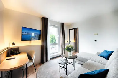 Ein Sitzbereich in der Unterkunft Welcome Hotel Darmstadt City Center
