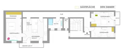 Grundriss der Unterkunft sonniges Zimmer mit Balkon im Herzen Mannheims