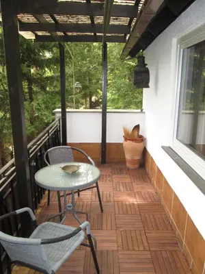Ein Balkon oder eine Terrasse in der Unterkunft Eulennest