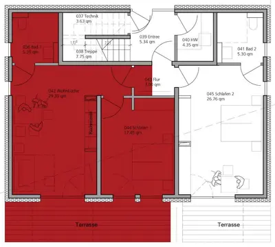 Grundriss der Unterkunft Sonnenscheinhaus Wohnung 2