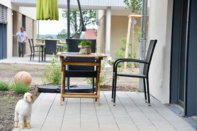 Ein Patio oder anderer Außenbereich in der Unterkunft Sonnenscheinhaus Wohnung 3