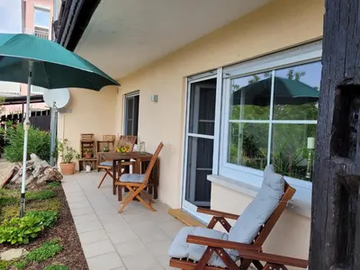 Ein Garten an der Unterkunft Ferienwohnung Kraichgaublick