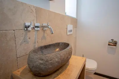 Ein Badezimmer in der Unterkunft Lang´s Ferienhaus im Weschnitztal