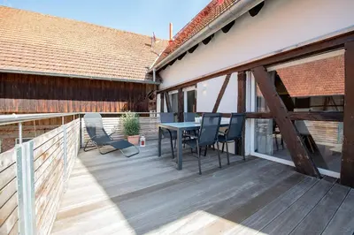Ein Balkon oder eine Terrasse in der Unterkunft Lang´s Ferienhaus im Weschnitztal