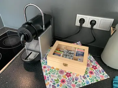 Küche/Küchenzeile in der Unterkunft Rooftop Apartment by Rabe - Balkon, Parkplatz, Smart-TV, Netflix