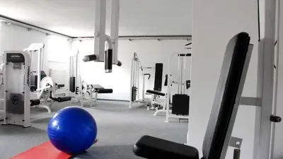 Das Fitnesscenter und/oder die Fitnesseinrichtungen in der Unterkunft Boardinghouse am Rosensee
