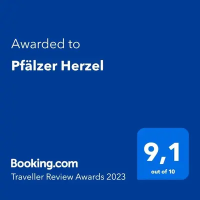 Ein Zertifikat, Auszeichnung, Logo oder anderes Dokument, das in der Unterkunft Pfälzer Herzel ausgestellt ist
