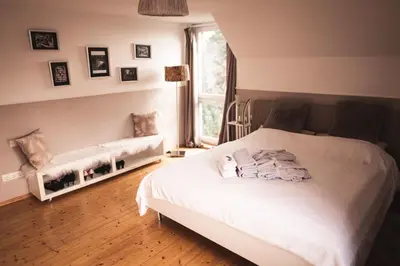 Ein Bett oder Betten in einem Zimmer der Unterkunft Pfälzer Herzel