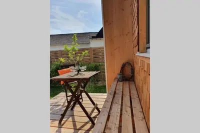 Ein Balkon oder eine Terrasse in der Unterkunft Tiny Loft (Haus) im Südhessischen Ried