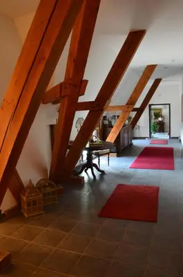 Ein Bett oder Betten in einem Zimmer der Unterkunft Wersauer Hof - Ferme Auberge