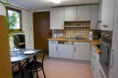 Küche/Küchenzeile in der Unterkunft Ferienwohnung grüne Oase