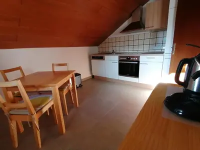 Küche/Küchenzeile in der Unterkunft Ferienwohnung Max und Moritz