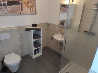 Ein Badezimmer in der Unterkunft Ferienwohnung Christoph,nahe Burg Steinsberg