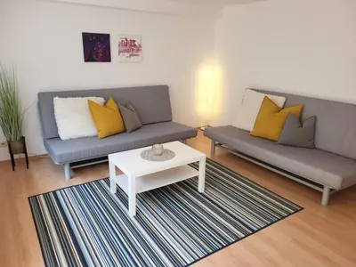 Ein Sitzbereich in der Unterkunft Ferienwohnung Hemsbach an der Bergstraße