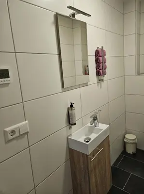 Ein Badezimmer in der Unterkunft Flat11 4-Zi Wohnung Messe Karlsruhe