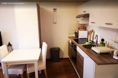 Küche/Küchenzeile in der Unterkunft Birkenblick Ferienwohnung Unne