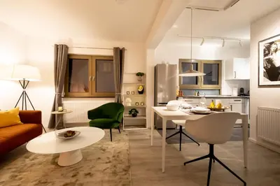 Ein Sitzbereich in der Unterkunft Appartement Champagne