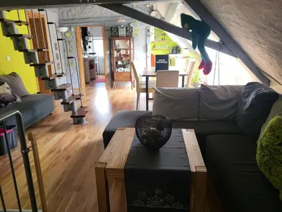Ein Sitzbereich in der Unterkunft Waldblick