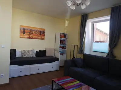Ein Sitzbereich in der Unterkunft gemütliches Sandsteinhaus
