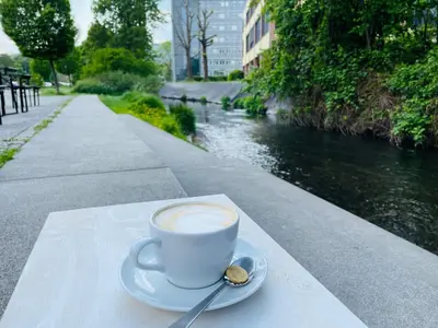 Kaffee-/Teezubehör in der Unterkunft FESTWIESE - modernes Apartment nahe Neustadter Innenstadt