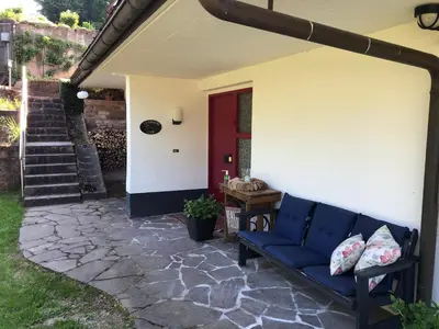 Ein Garten an der Unterkunft Ferienwohnung 4 Burg Freienstein Blick