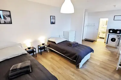 Ein Bett oder Betten in einem Zimmer der Unterkunft DA01 - Gemütliches 1-Zimmer-Apartment mit Balkon in Darmstadt