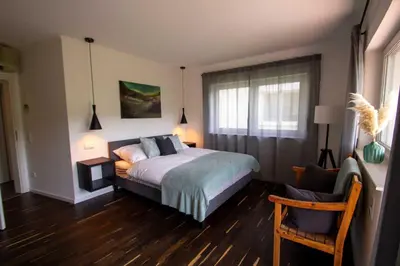 Ein Bett oder Betten in einem Zimmer der Unterkunft Am Wiesental