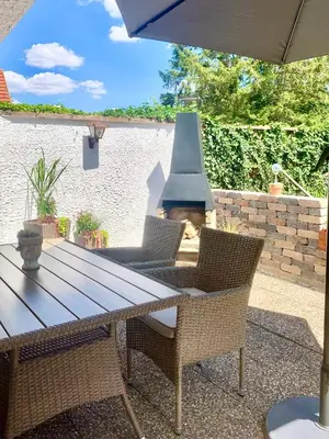 Ein Balkon oder eine Terrasse in der Unterkunft Gemütliche FeWo 