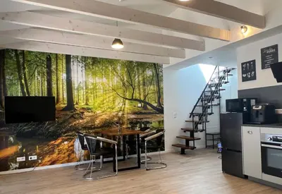 Küche/Küchenzeile in der Unterkunft Modernes Loft auf 2 Etagen, Nähe Tripsdrill & Neckar, Balkon inklusive, ideal für Familien