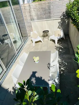 Ein Patio oder anderer Außenbereich in der Unterkunft FeWo Silberberg im Loftstil mit Terrasse