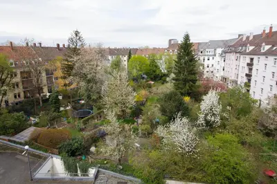 Ein allgemeiner Blick auf Karlsruhe oder ein Stadtblick von der Ferienwohnung aus